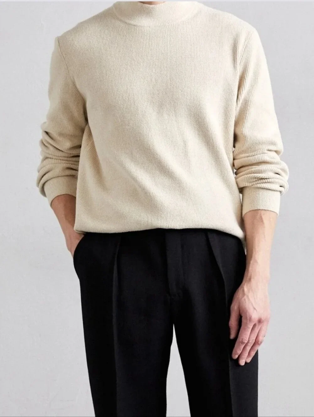 NN. 07 No Nationality Cream Ribbed Mock Neck Sweater Large